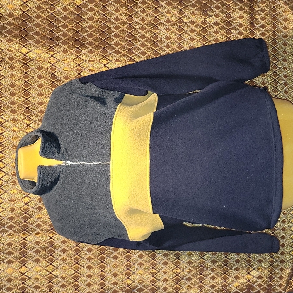 Izod PerformX: 1/4 zipper, Gray, Yellow, and Blue Pullover Fleece Jacket